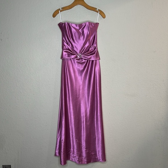 VTG Jessica McClintock Gunne Sax Prom Dress Rhinestone Satin Formal Pink 7/8 - Picture 7 of 13